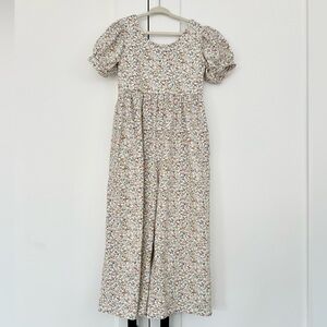 Ollie Jay Cream Floral Kids One-Piece Jumper with Puff Sleeves